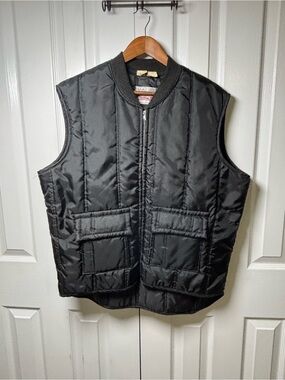 Vintage Walls Insulated Outerwear Black Workwear Vest USA Made XL